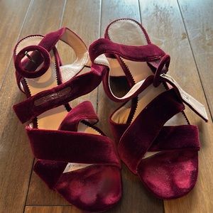 Jcrew red velvet sandals